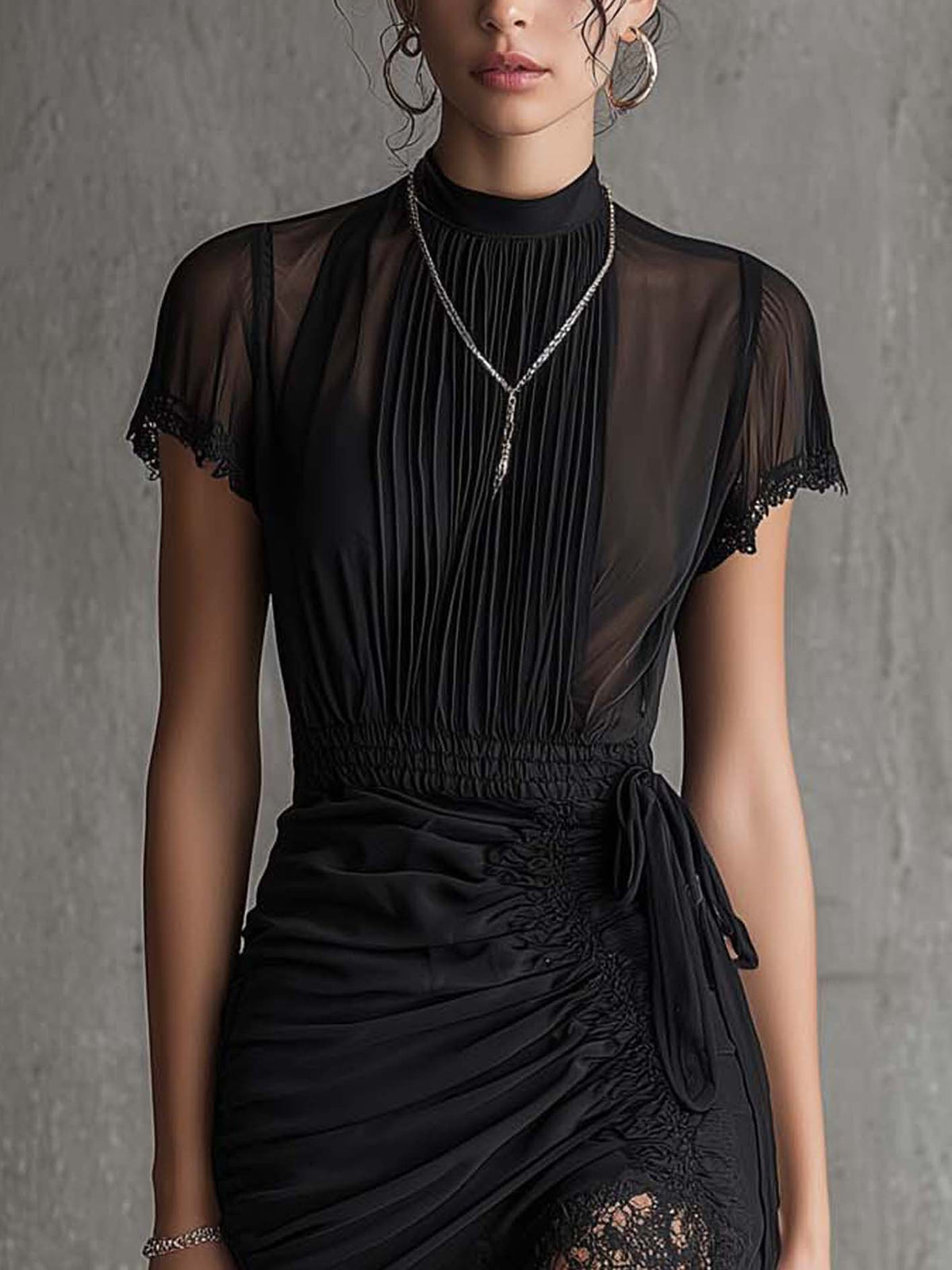 Zoe | vestido mini fluido con detalle de encaje